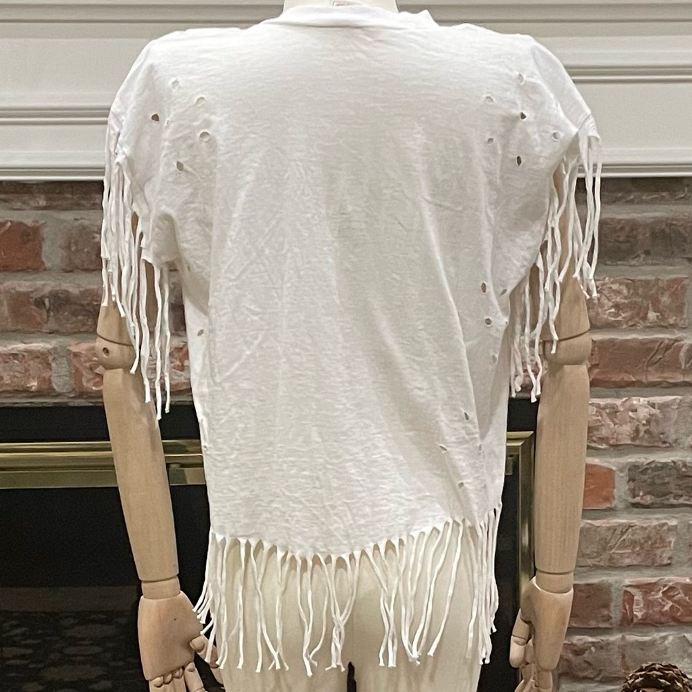 Salsa Calienté “Snorkling Isla Mujeres” distressed fringed crop top / L / EUC - Picture 6 of 11